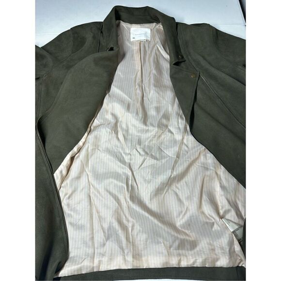 Anthropologie Ripley Sueded Longline Moto Jacket Color Olive Size XL - Picture 15 of 15